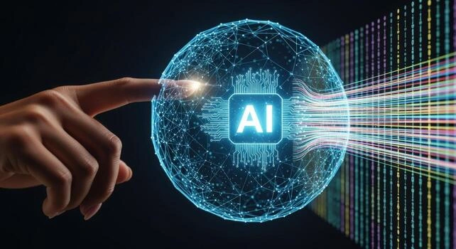 Global AI network above a connected digital city