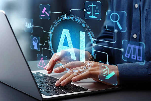Professional team working with AI-powered digital interfaces